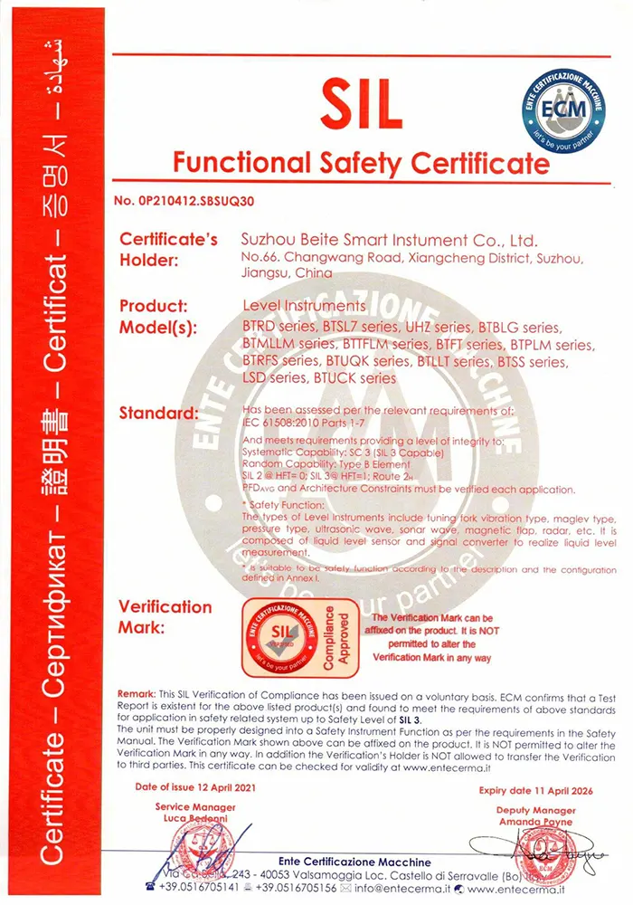 Advanced Instrumentation Manufacturing: How Suzhou Beite Achieved ISO9001, ISO14000, ISO45001, CE, and SIL Certifications